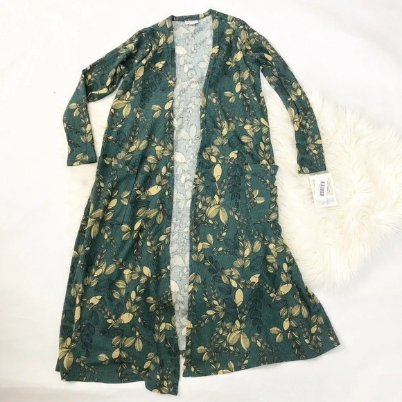 LuLaRoe Sarah Green Floral Duster Long Cardigan - Picture 4 of 4